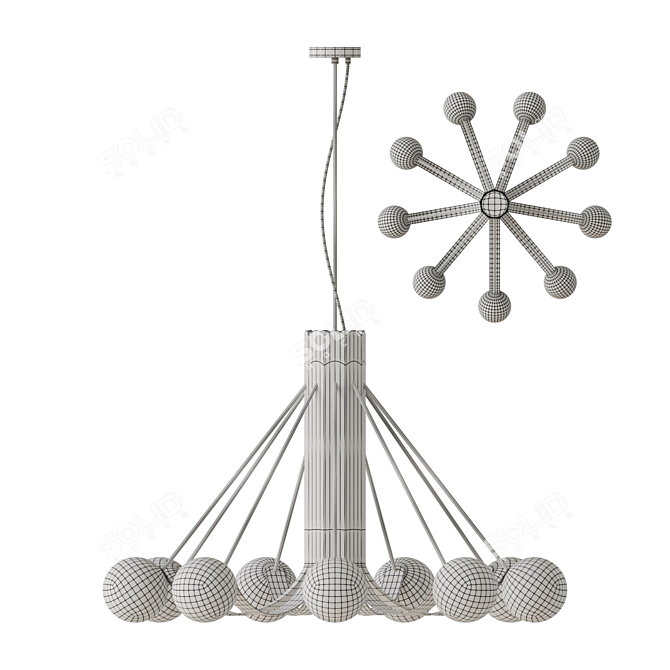 Geometric Glass Shade Black Chandelier 3D model image 3