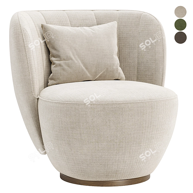 Luxurious Pearl Armchair in 3 Colors 3D model image 1