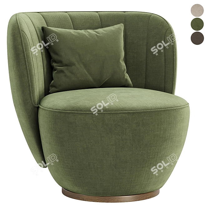 Luxurious Pearl Armchair in 3 Colors 3D model image 2