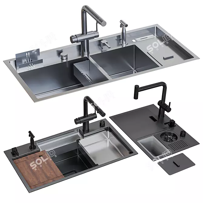 Asras Sink Set Collection 3D model image 1