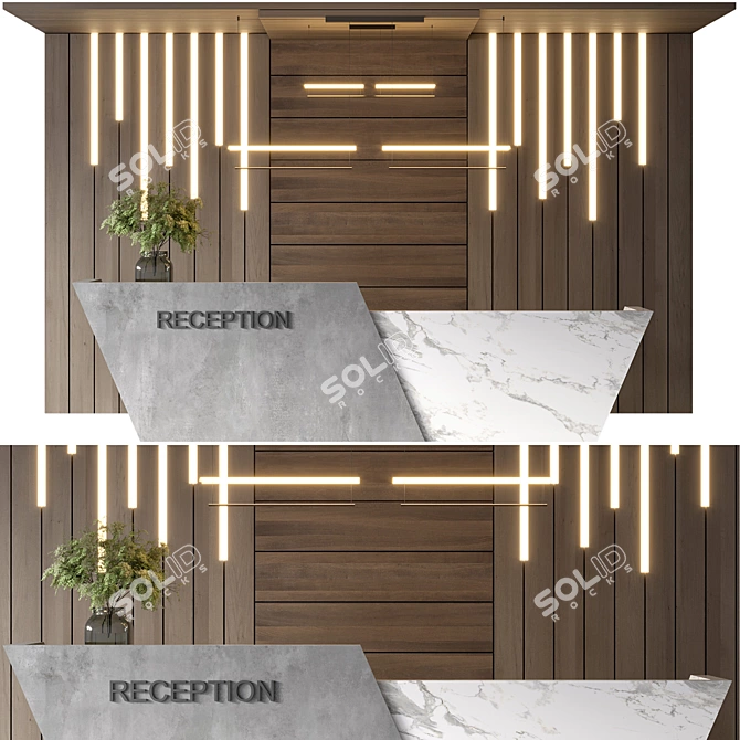 Modern Reception Desk Design Kit 3D model image 1