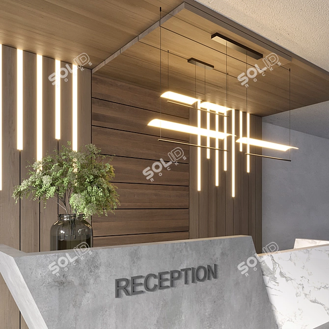 Modern Reception Desk Design Kit 3D model image 3