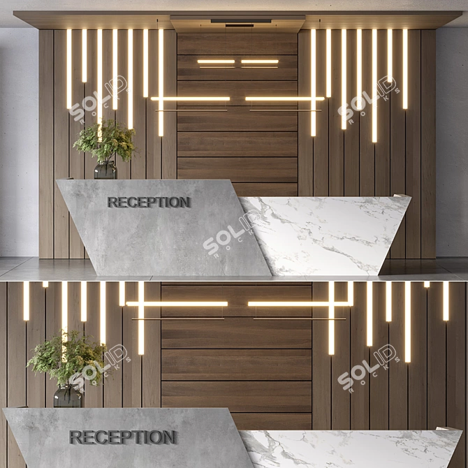 Modern Reception Desk Design Kit 3D model image 5