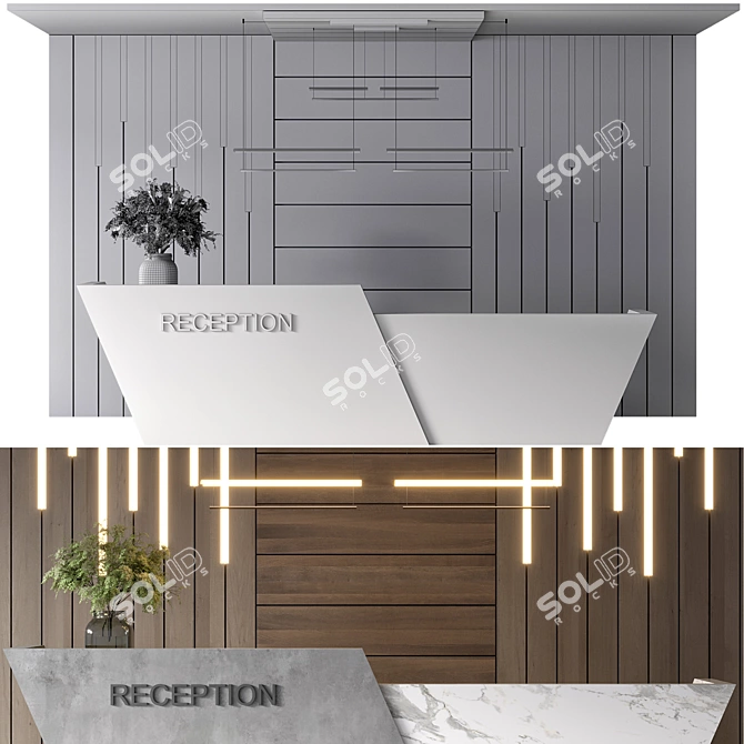 Modern Reception Desk Design Kit 3D model image 6