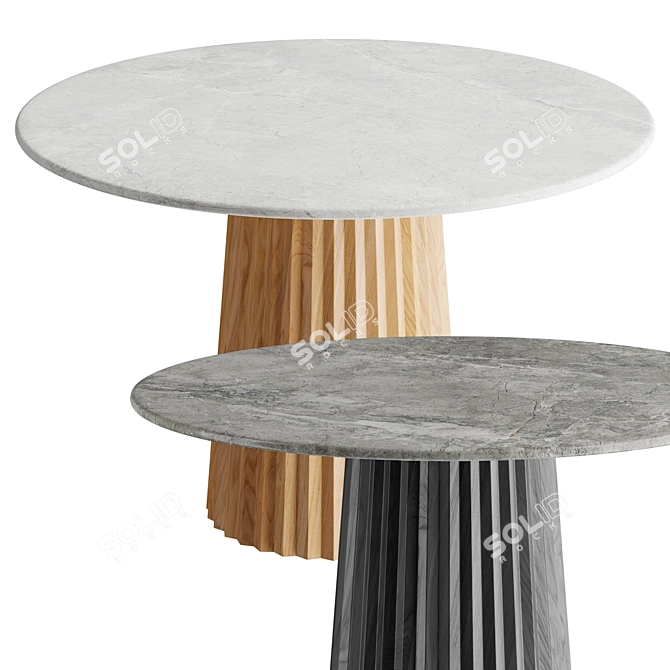 Elegant Plissé Wood Table 3D model image 1