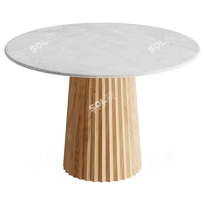 Elegant Plissé Wood Table 3D model image 2