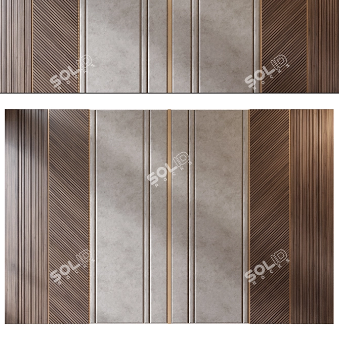 Modern Wood Fabric Wall Panels 3D model image 1
