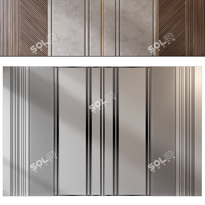 Modern Wood Fabric Wall Panels 3D model image 2