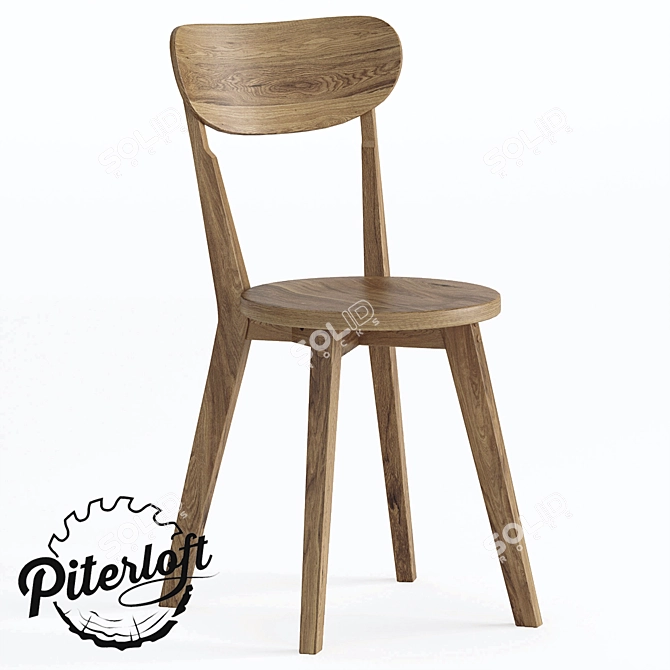 York Oak Wood Chair 3D model image 1