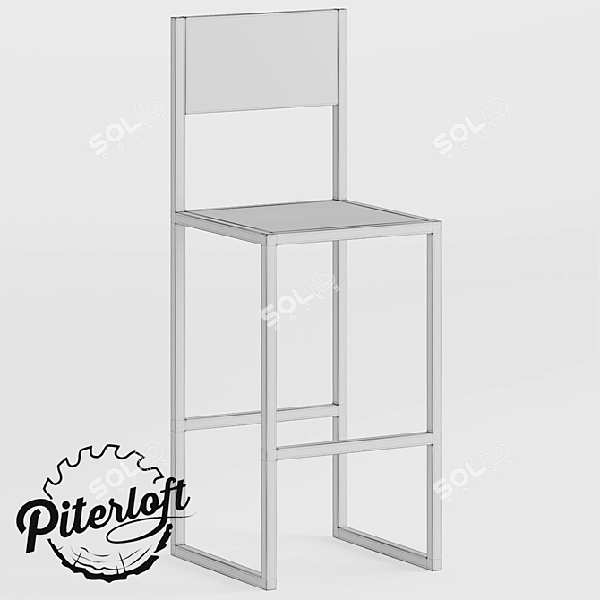 Industrial Loft Bar Stool Box 3D model image 2