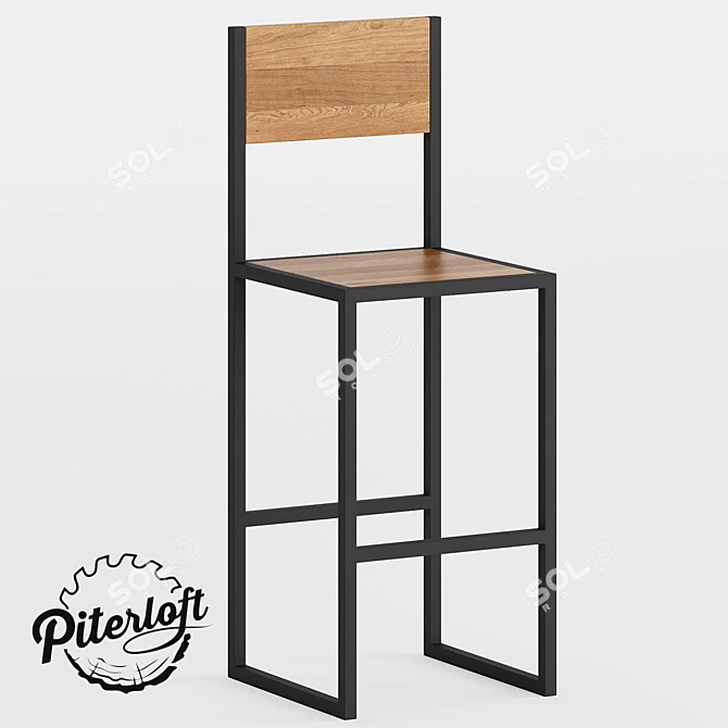 Industrial Loft Bar Stool Box 3D model image 3