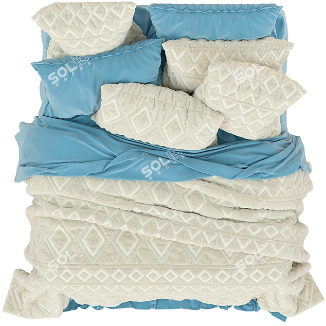 Alaska Cream Quilted Bedding Set 3D model image 3