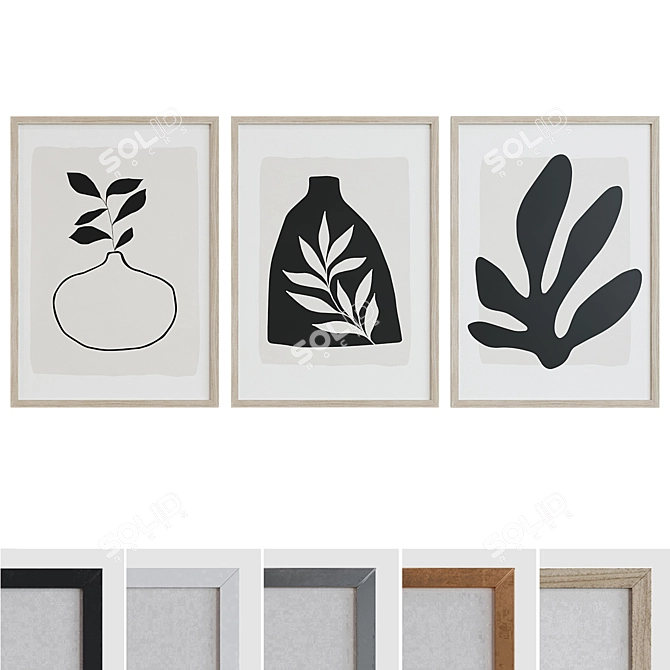 Modern Style Picture Frame Set 3D model image 1