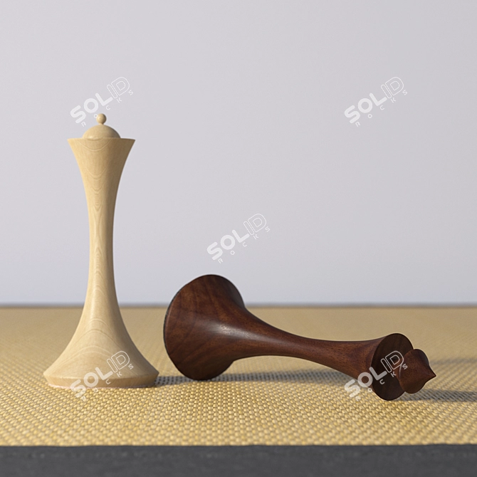 Handmade Chess Board, Wood Textures 3D model image 4