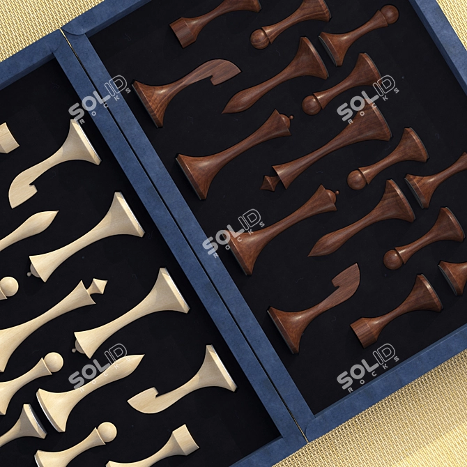 Handmade Chess Board, Wood Textures 3D model image 6