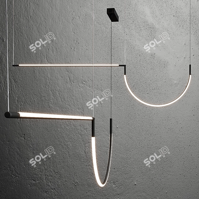 Efficient LED Tubs Pendant Lamp 3D model image 2