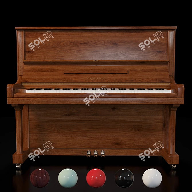 Yamaha U3 Vertical Piano 3D model image 2