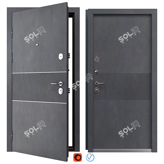 Elias Metal Entry Door Set 3D model image 1