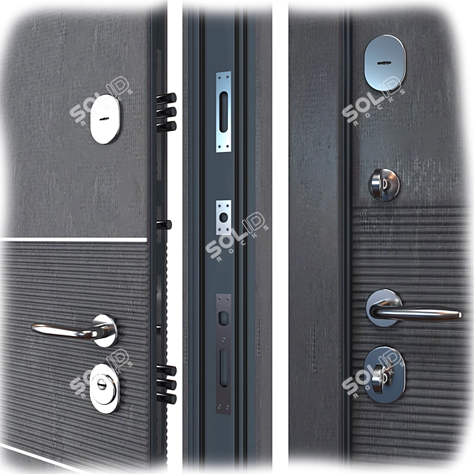 Elias Metal Entry Door Set 3D model image 2