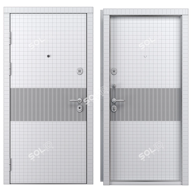 Elias Metal Entry Door Set 3D model image 4