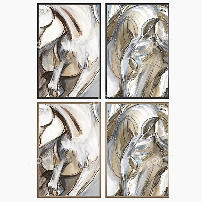 Wall Art Set with Frame Options 3D model image 2