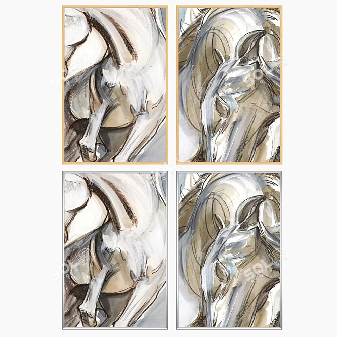 Wall Art Set with Frame Options 3D model image 3