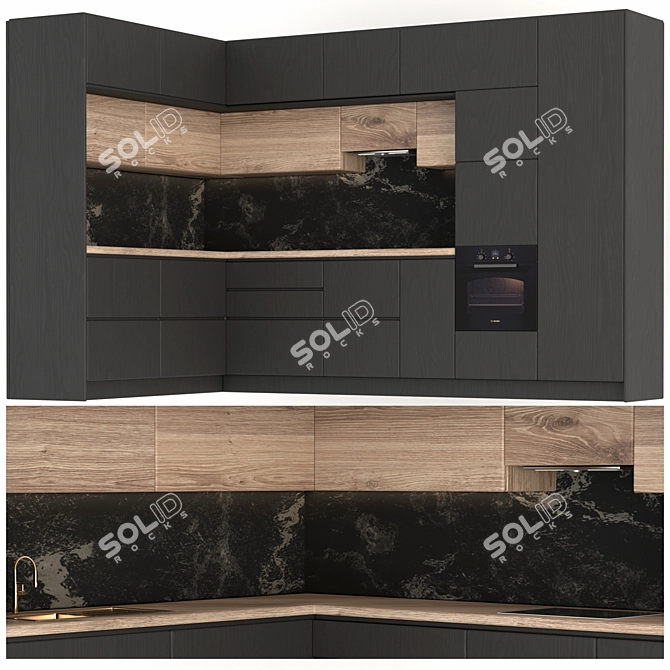 Easily Editable Modern Kitchen 3D model image 1