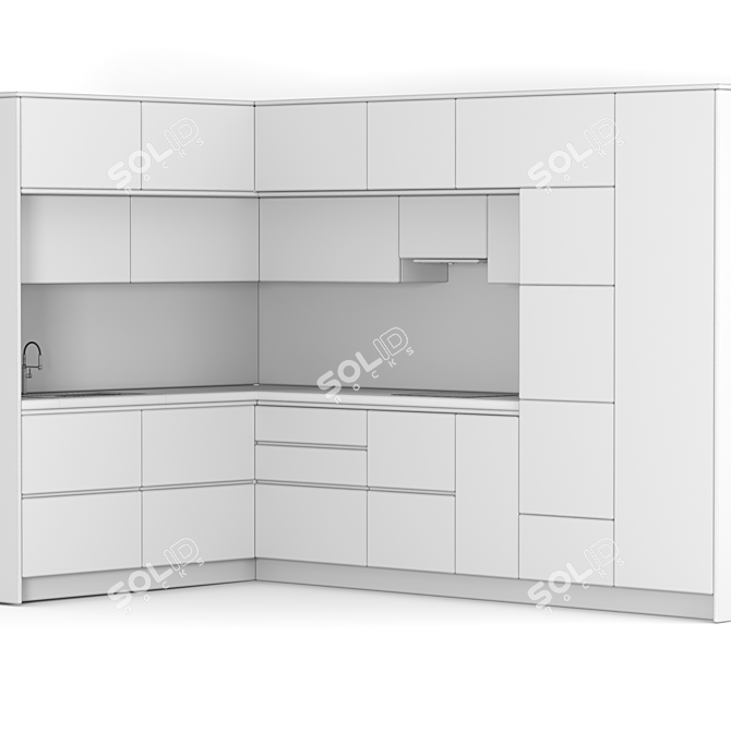 Easily Editable Modern Kitchen 3D model image 3