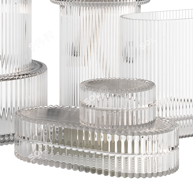 Elegant Fluted Glass Vase HnM 3D model image 2