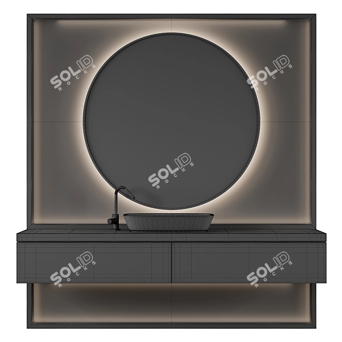 Modern Stone Bathroom Vanity Set 3D model image 5