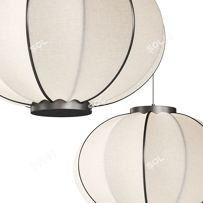 Chinese Lantern Handmade Fabric Chandelier 3D model image 3