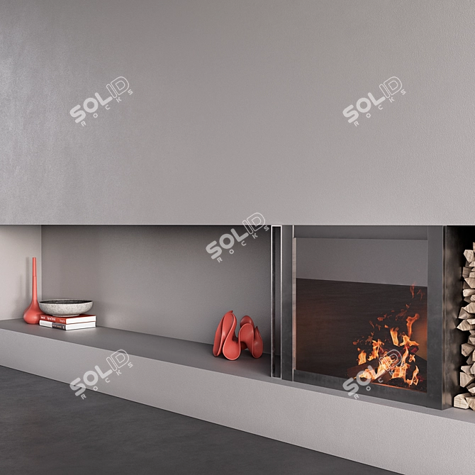 Decorative Wall with Fireplace 3D model image 4