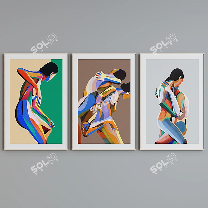 Modern Frame Set with Artistic Portraits 3D model image 2