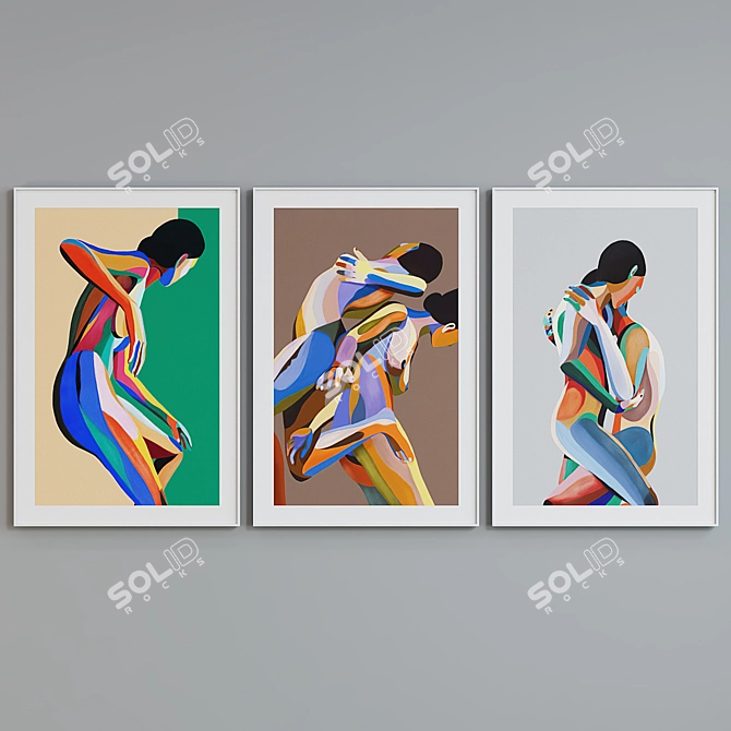 Modern Frame Set with Artistic Portraits 3D model image 4