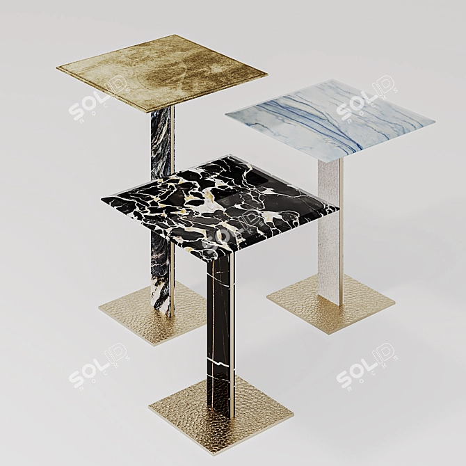 Yaki Marble Metal Side Tables 3D model image 1