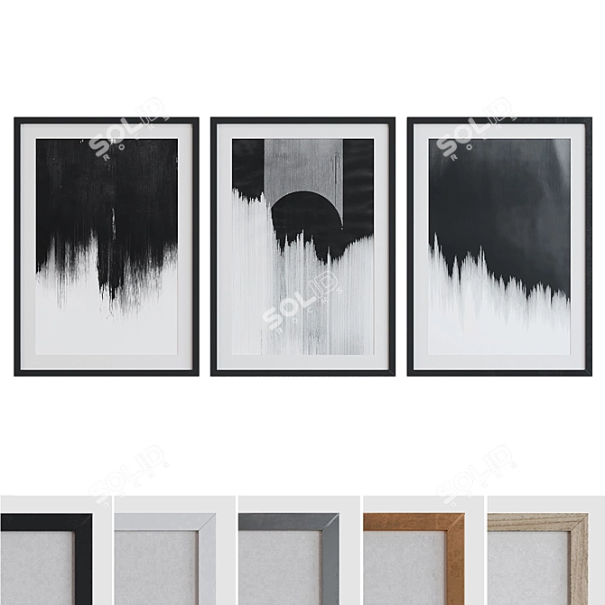 Abstract Set of Modern Picture Frames 3D model image 1