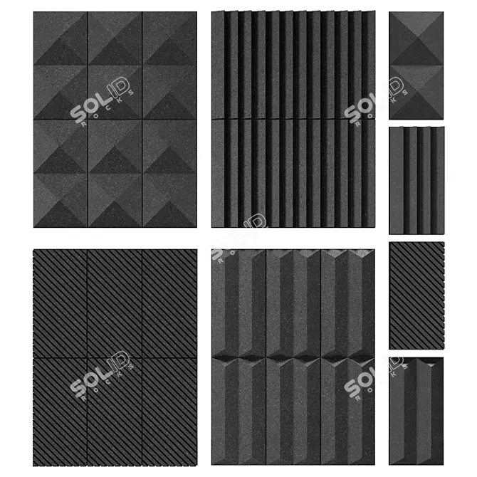 Volcanic Stone Modular Tile Collection 3D model image 1