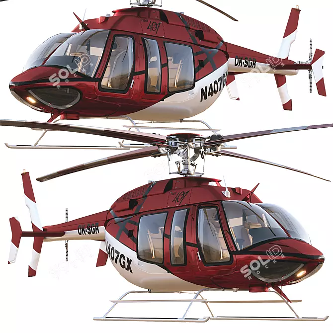 Title: Bell407GX Helicopter 3D model image 1