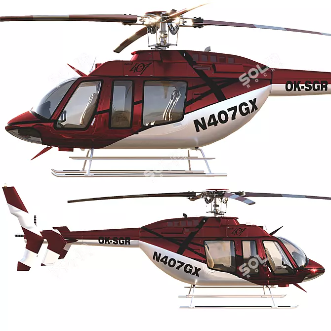 Title: Bell407GX Helicopter 3D model image 2