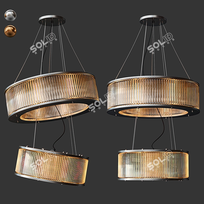 Elegant Silver & Gold Chandelier 3D model image 1