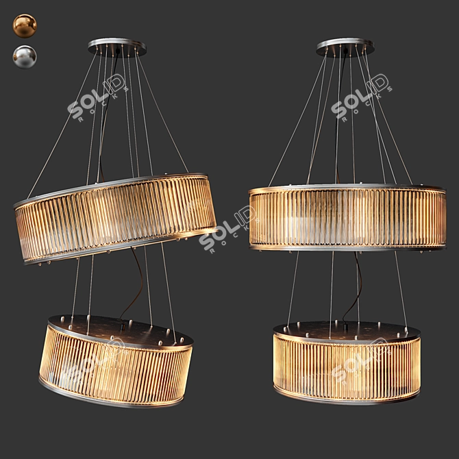 Elegant Silver & Gold Chandelier 3D model image 3