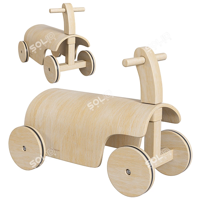 Aiden Ride-on Car Natural Wood 3D model image 1