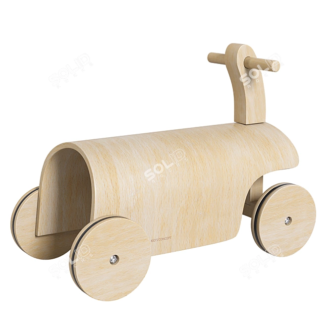 Aiden Ride-on Car Natural Wood 3D model image 4