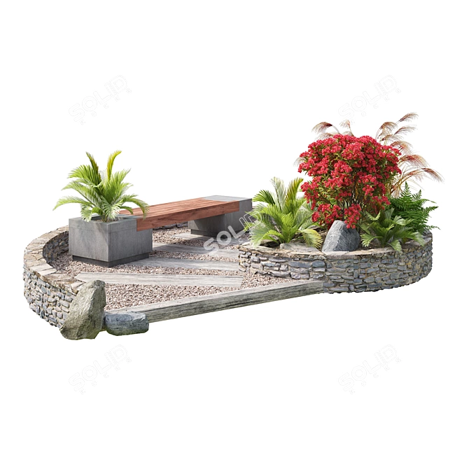 Spiral Bench Flower Planters Collection 3D model image 1