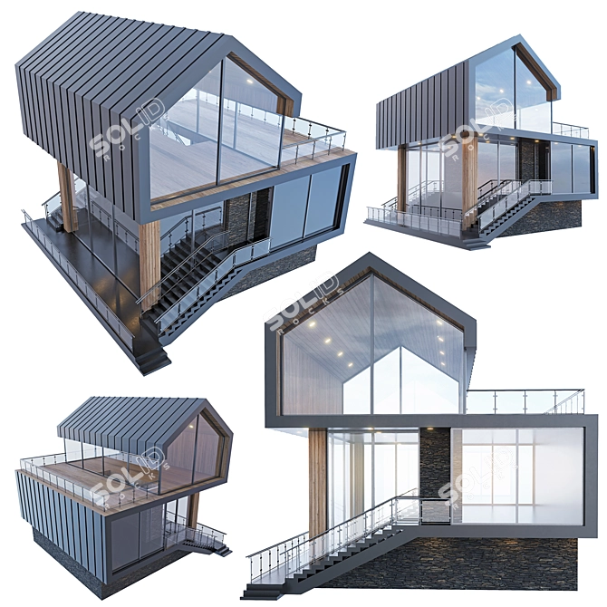 Glass Barnhouse Chalet Kit 3D model image 1