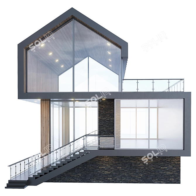 Glass Barnhouse Chalet Kit 3D model image 3