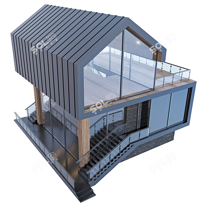 Glass Barnhouse Chalet Kit 3D model image 4