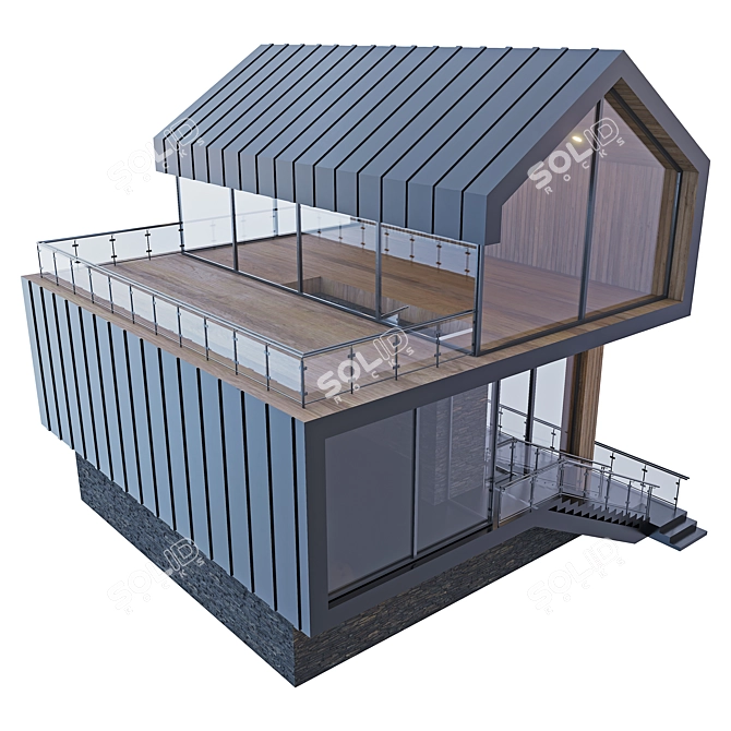 Glass Barnhouse Chalet Kit 3D model image 5