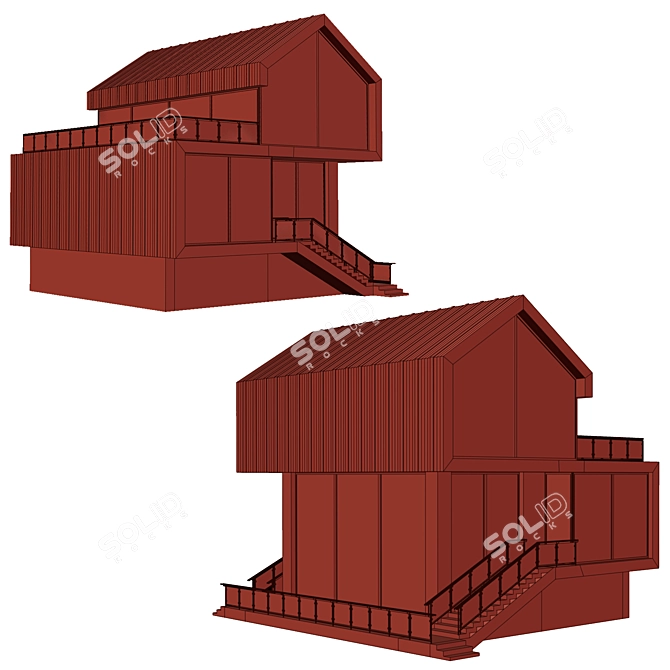 Glass Barnhouse Chalet Kit 3D model image 6