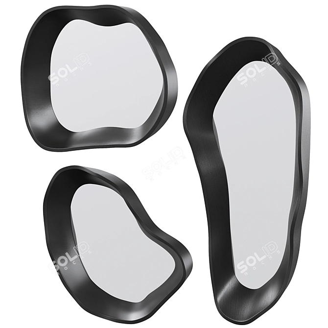 Modern Geometric Wall Mirror Trio 3D model image 1